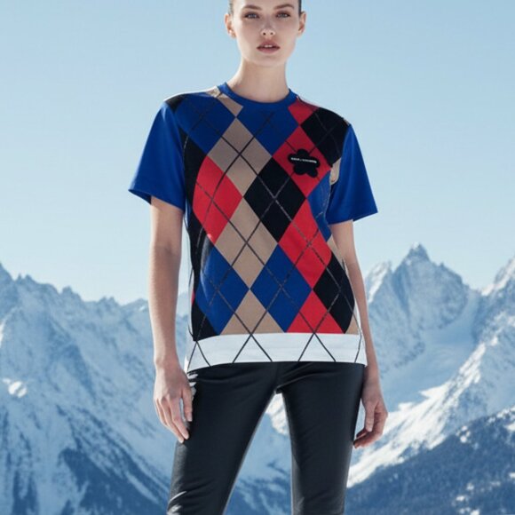 NEW! $235 MARC JACOB sequin trimmed harlequin t-shirt - Picture 1 of 7